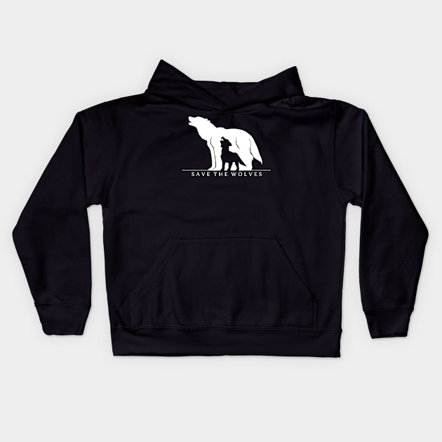 Save the Wolves (Black) Kids Hoodie by SakuraDragon